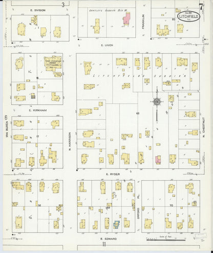 Sanborn Fire Insurance Map from Litchfield, Montgomery County, Illinois (1910), Sheet #0007 - Complete Map Set gallery image, historic Sanborn map, vintage wall art, Illinois Illinois