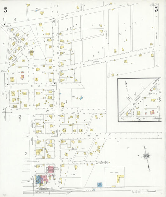 Sanborn Fire Insurance Map from Hico, Hamilton County, Texas (1934), Sheet #0005 - Historic Sanborn Fire Insurance Map Print, vintage old map wall art, antique decor, genealogy gift, Texas Texas map