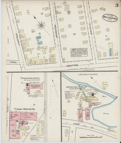 Sanborn Fire Insurance Map from Wallingford, New Haven County, Connecticut (1885), Sheet #0003 - Complete Map Set gallery image, historic Sanborn map, vintage wall art, Connecticut Connecticut