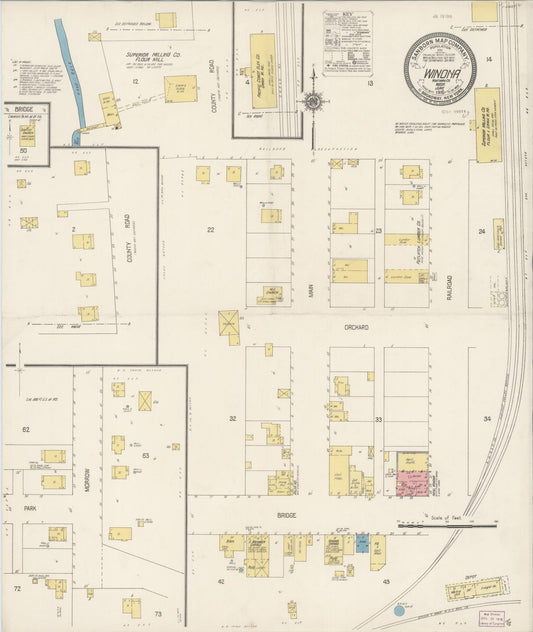 Sanborn Fire Insurance Map from Winona, Whitman County, Washington (1916), Sheet #0001 - Historic Sanborn Fire Insurance Map Print, vintage old map wall art, antique decor, genealogy gift, Washington Washington map