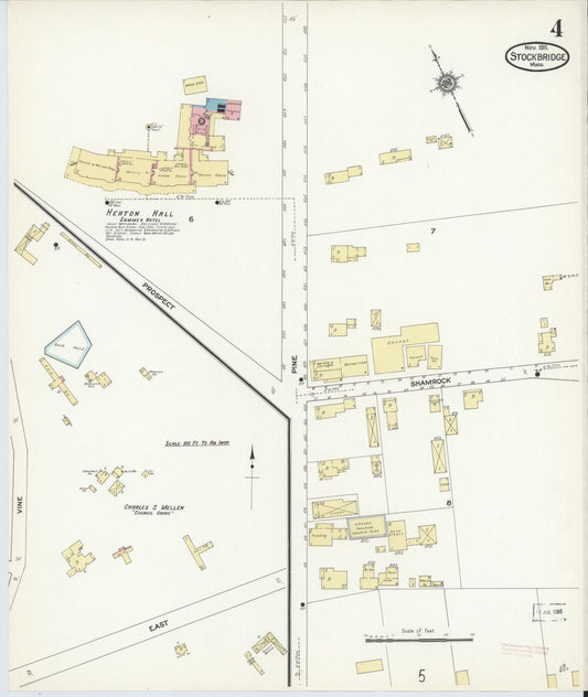 Sanborn Fire Insurance Map from Stockbridge, Berkshire County, Massachusetts (1911), Sheet #0004 - Historic Sanborn Fire Insurance Map Print, vintage old map wall art, antique decor, genealogy gift, Massachusetts Massachusetts map