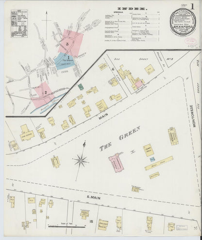 Sanborn Fire Insurance Map from Branford, New Haven County, Connecticut (1889), Sheet #0001 - Complete Map Set gallery image, historic Sanborn map, vintage wall art, Connecticut Connecticut