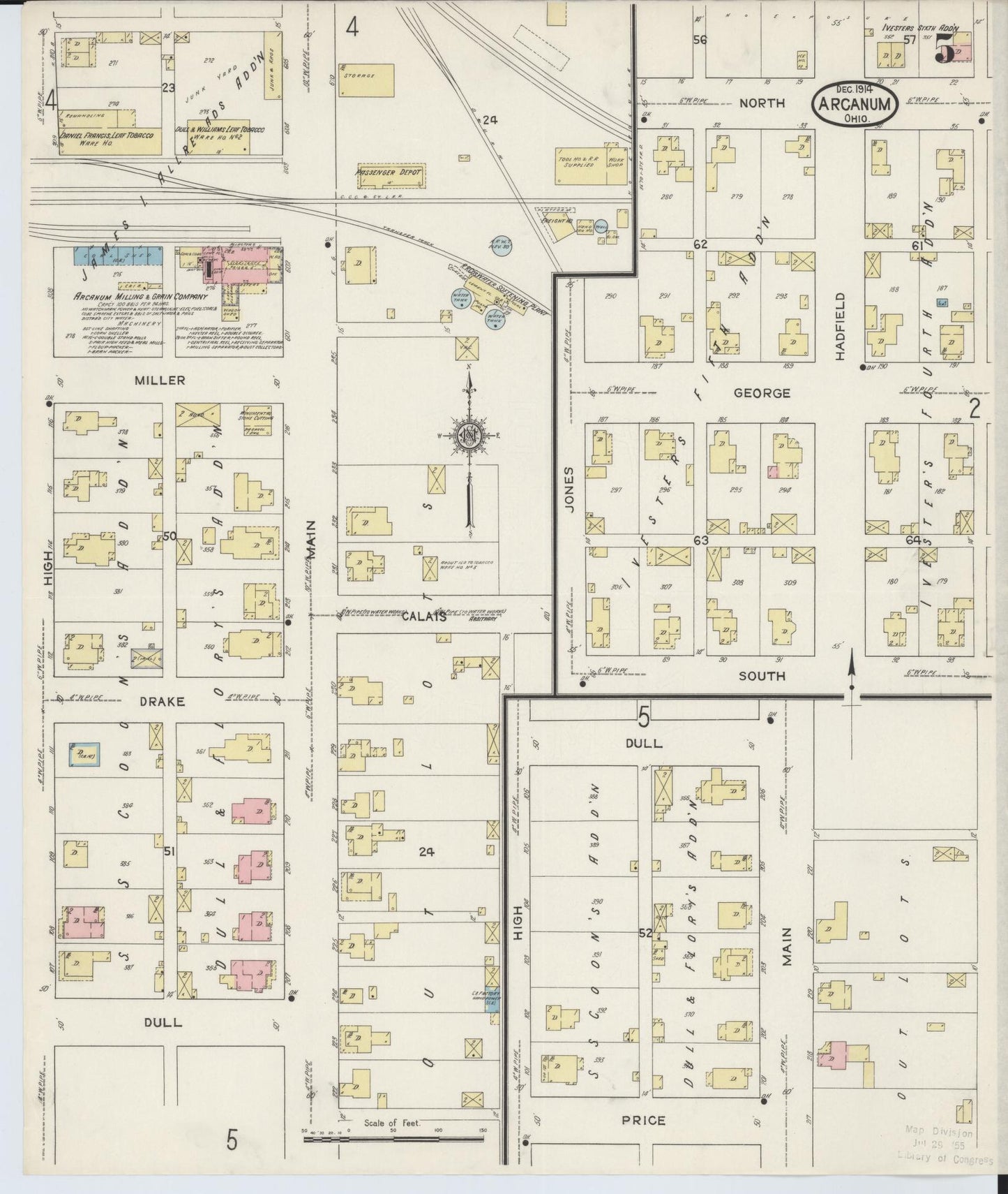 Sanborn Fire Insurance Map from Arcanum, Darke County, Ohio (1914), Sheet #0005 - Historic Sanborn Fire Insurance Map Print, vintage old map wall art, antique decor, genealogy gift, Ohio Ohio map