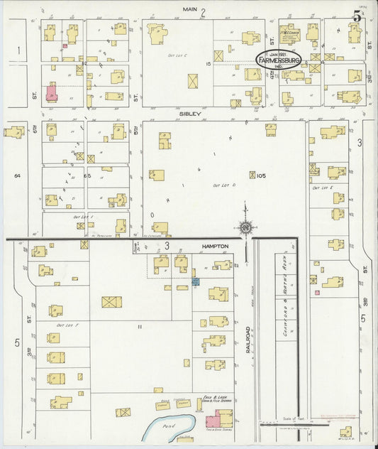 Sanborn Fire Insurance Map from Farmersburg, Sullivan County, Indiana (1921), Sheet #0005 - Historic Sanborn Fire Insurance Map Print, vintage old map wall art, antique decor, genealogy gift, Indiana Indiana map