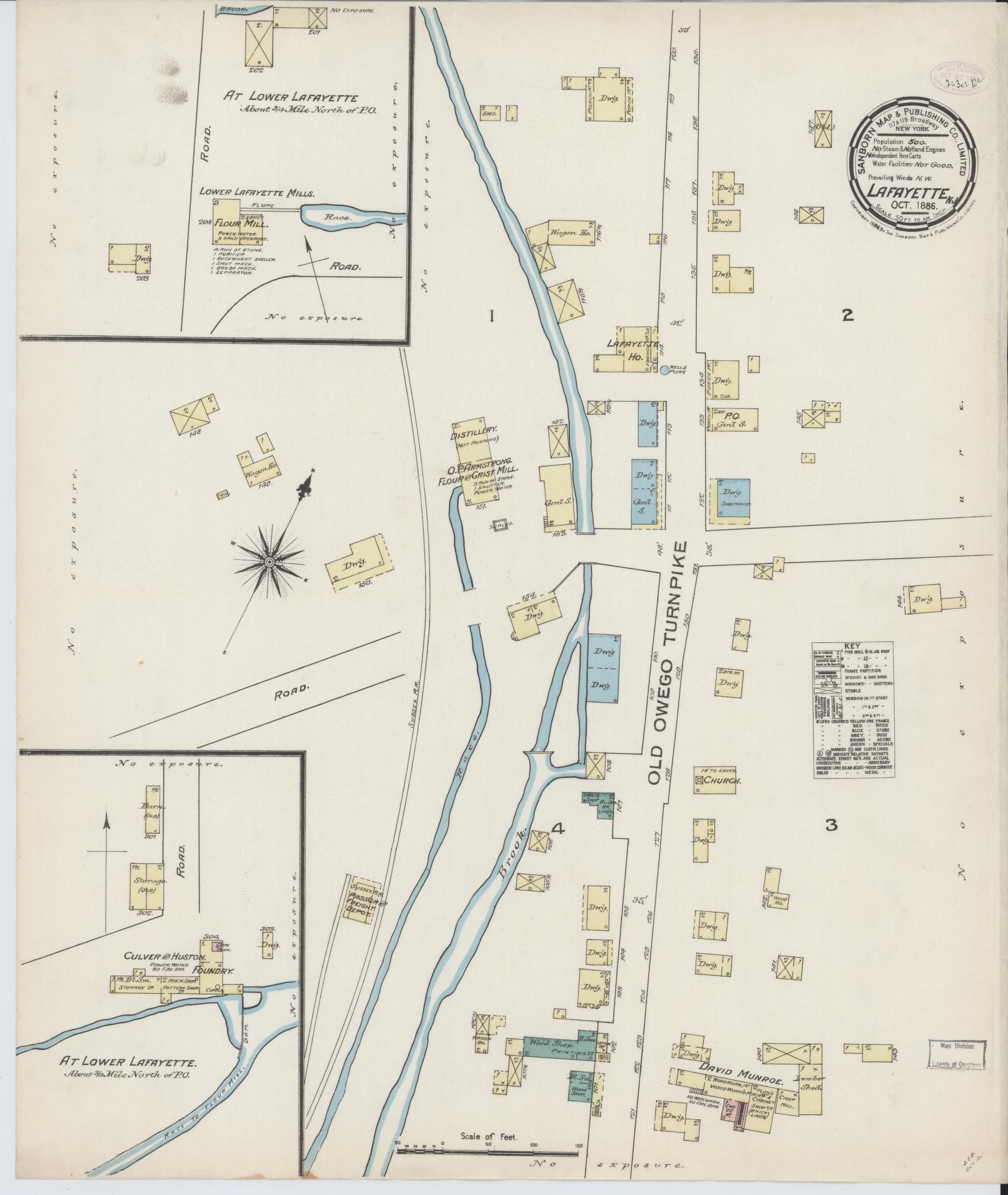 Sanborn Fire Insurance Map from Lafayette, Sussex County, New Jersey. (1886) – Historic Sanborn Fire Insurance Map Print