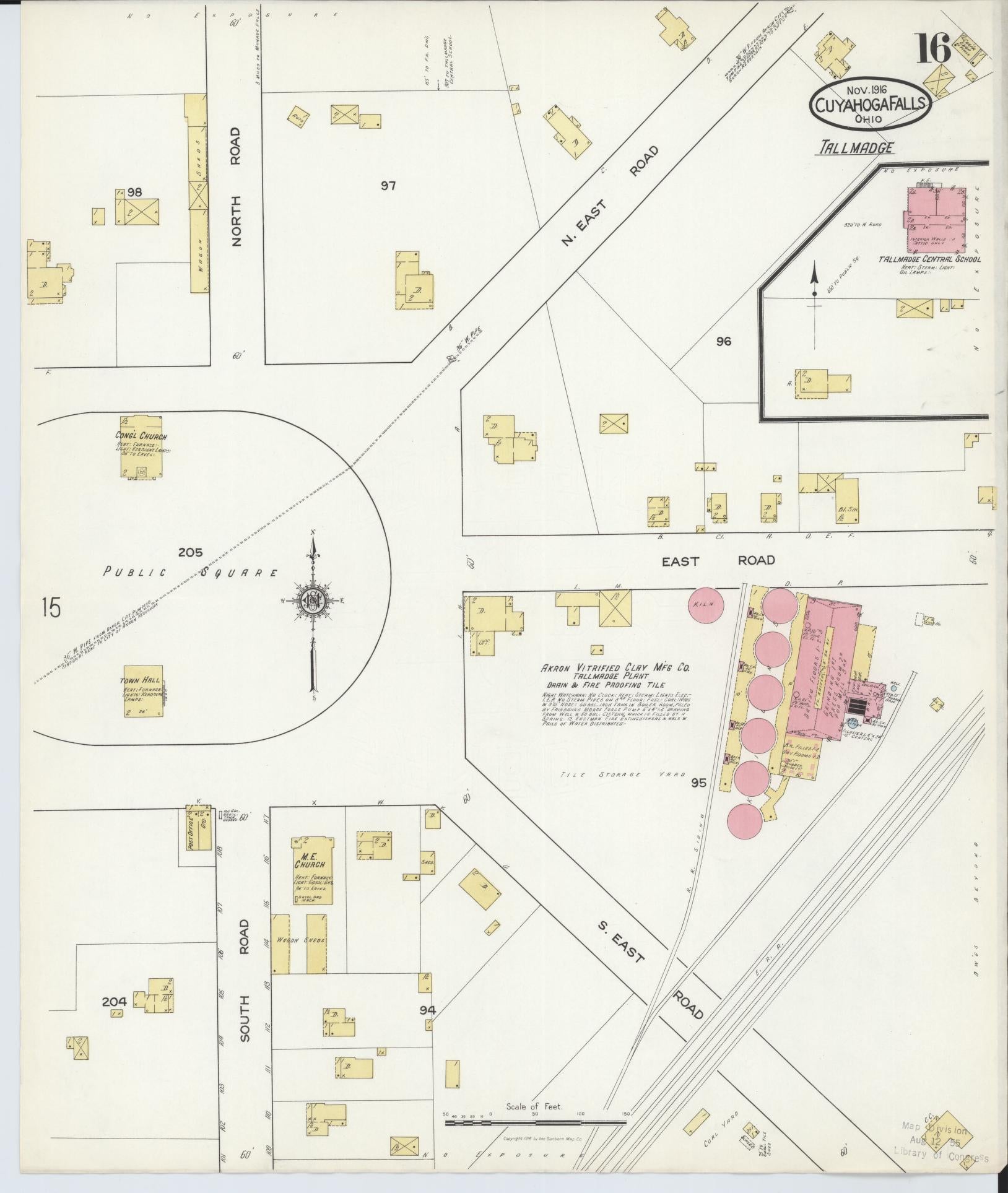 Sanborn Fire Insurance Map from Cuyahoga Falls, Summit County, Ohio (1916), Sheet #0016 - Historic Sanborn Fire Insurance Map Print, vintage old map wall art, antique decor, genealogy gift, Ohio Ohio map