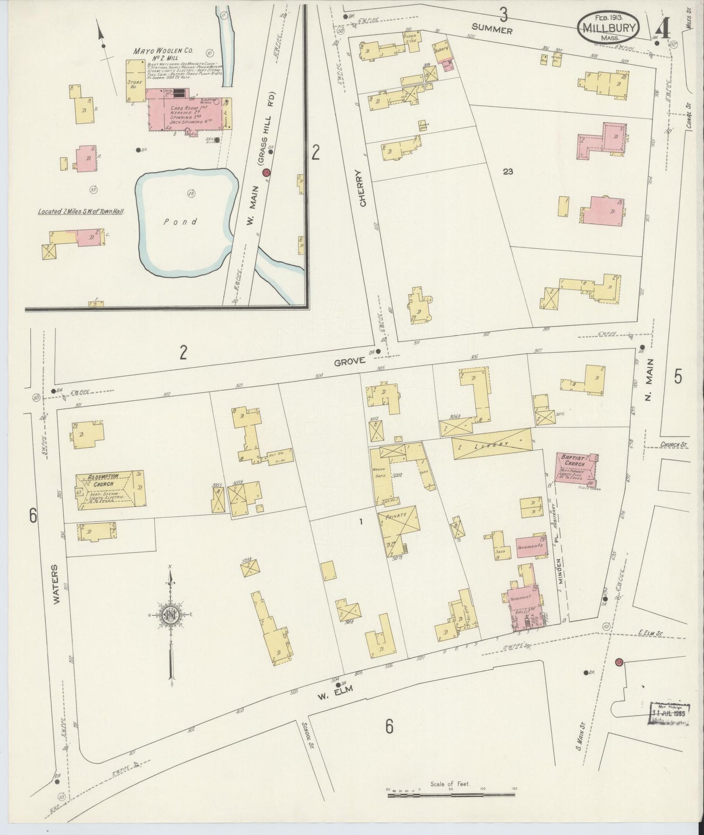 Sanborn Fire Insurance Map from Millbury, Worcester County, Massachusetts (1913), Sheet #0004 - Complete Map Set gallery image, historic Sanborn map, vintage wall art, Massachusetts Massachusetts