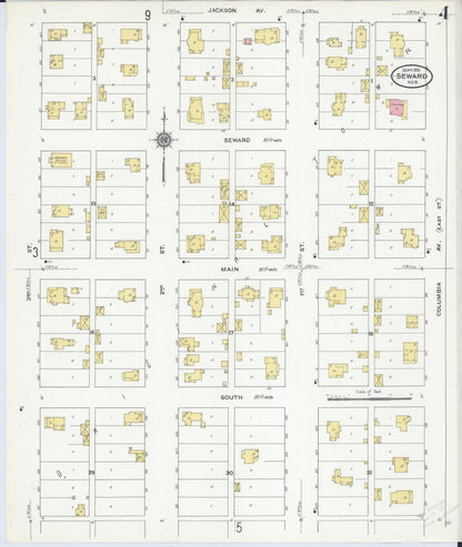 Sanborn Fire Insurance Map from Seward, Seward County, Nebraska (1910), Sheet #0004 - Complete Map Set gallery image, historic Sanborn map, vintage wall art, Nebraska Nebraska