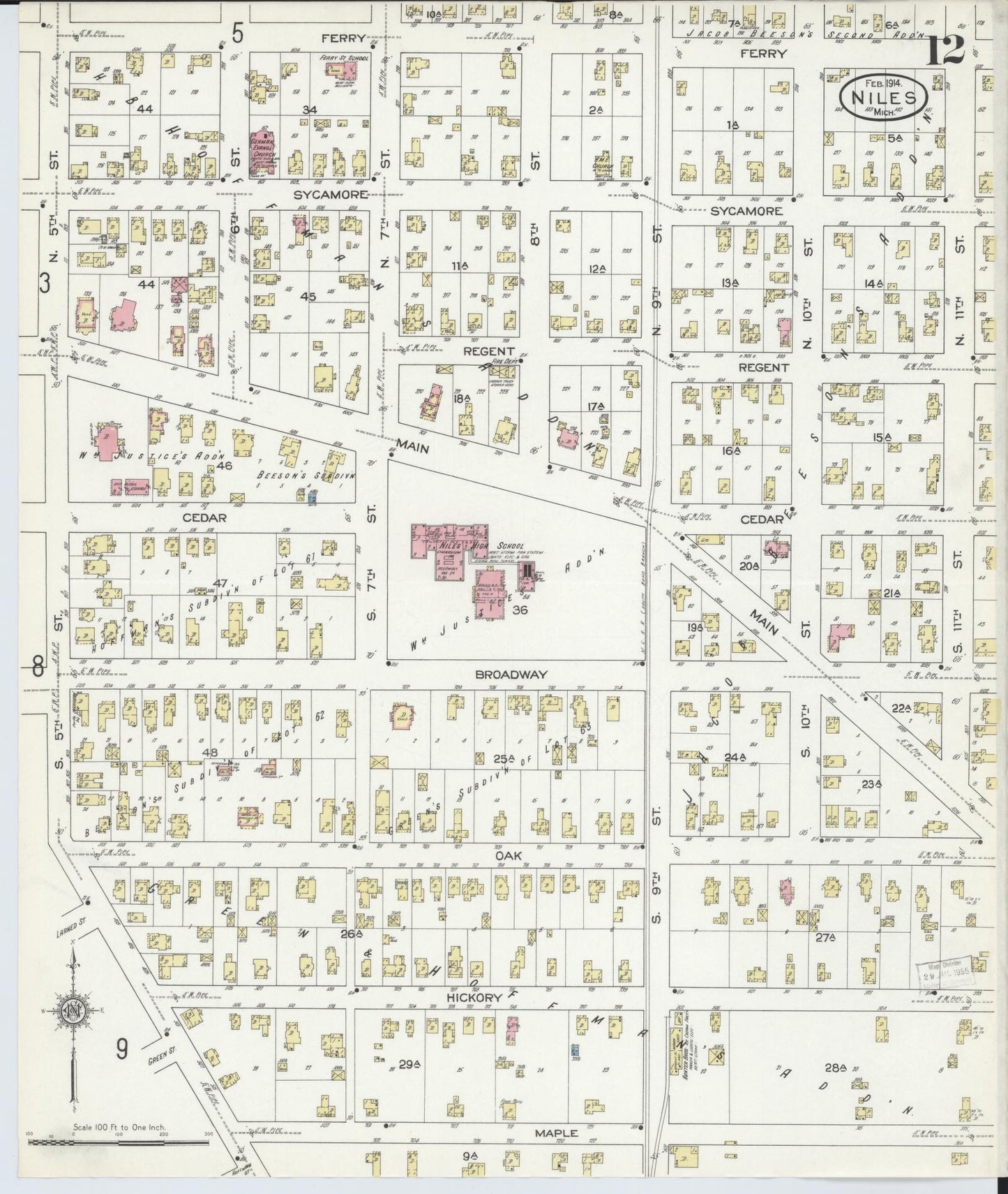 Sanborn Fire Insurance Map from Niles, Berrien County, Michigan (1914), Sheet #0012 - Complete Map Set gallery image, historic Sanborn map, vintage wall art, Michigan Michigan