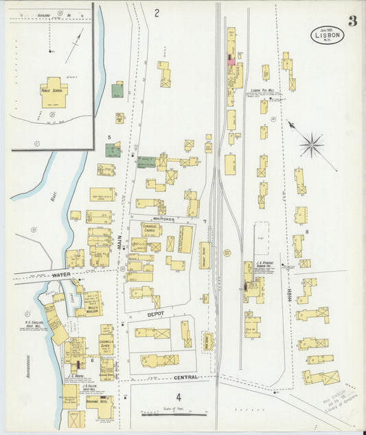 Sanborn Fire Insurance Map from Lisbon, Grafton County, New Hampshire (1901), Sheet #0003 - Historic Sanborn Fire Insurance Map Print, vintage old map wall art, antique decor, genealogy gift, New Hampshire New Hampshire map