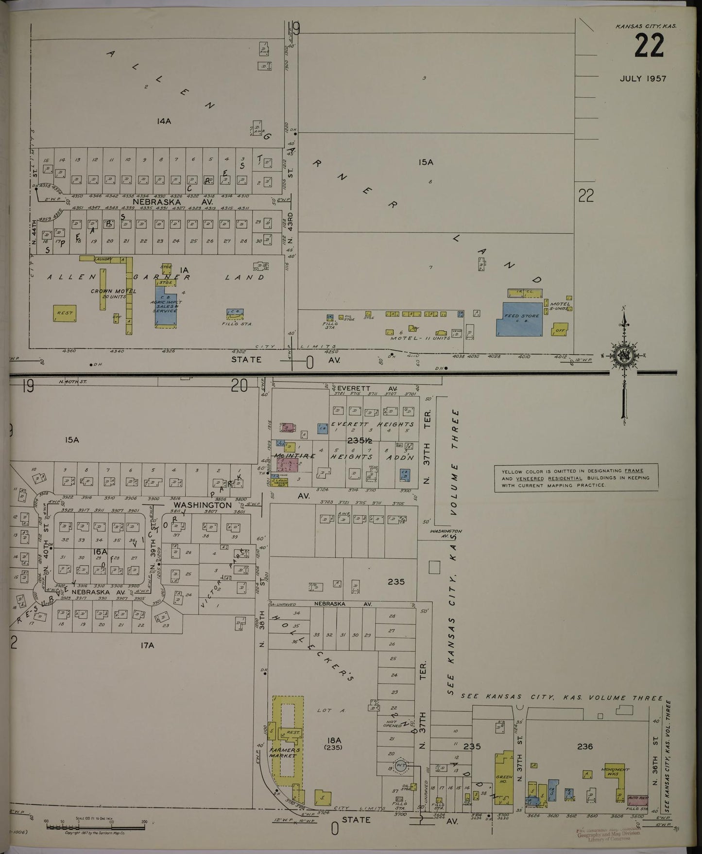 Sanborn Fire Insurance Map from Kansas City, Wyandotte County, Kansas (1957), Sheet #0022 - Complete Map Set gallery image, historic Sanborn map, vintage wall art, Kansas Kansas