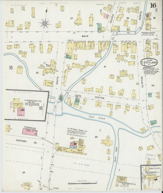 Sanborn Fire Insurance Map from Cortland, Cortland County, New York (1897), Sheet #0016 - Historic Sanborn Fire Insurance Map Print, vintage old map wall art, antique decor, genealogy gift, New York New York map