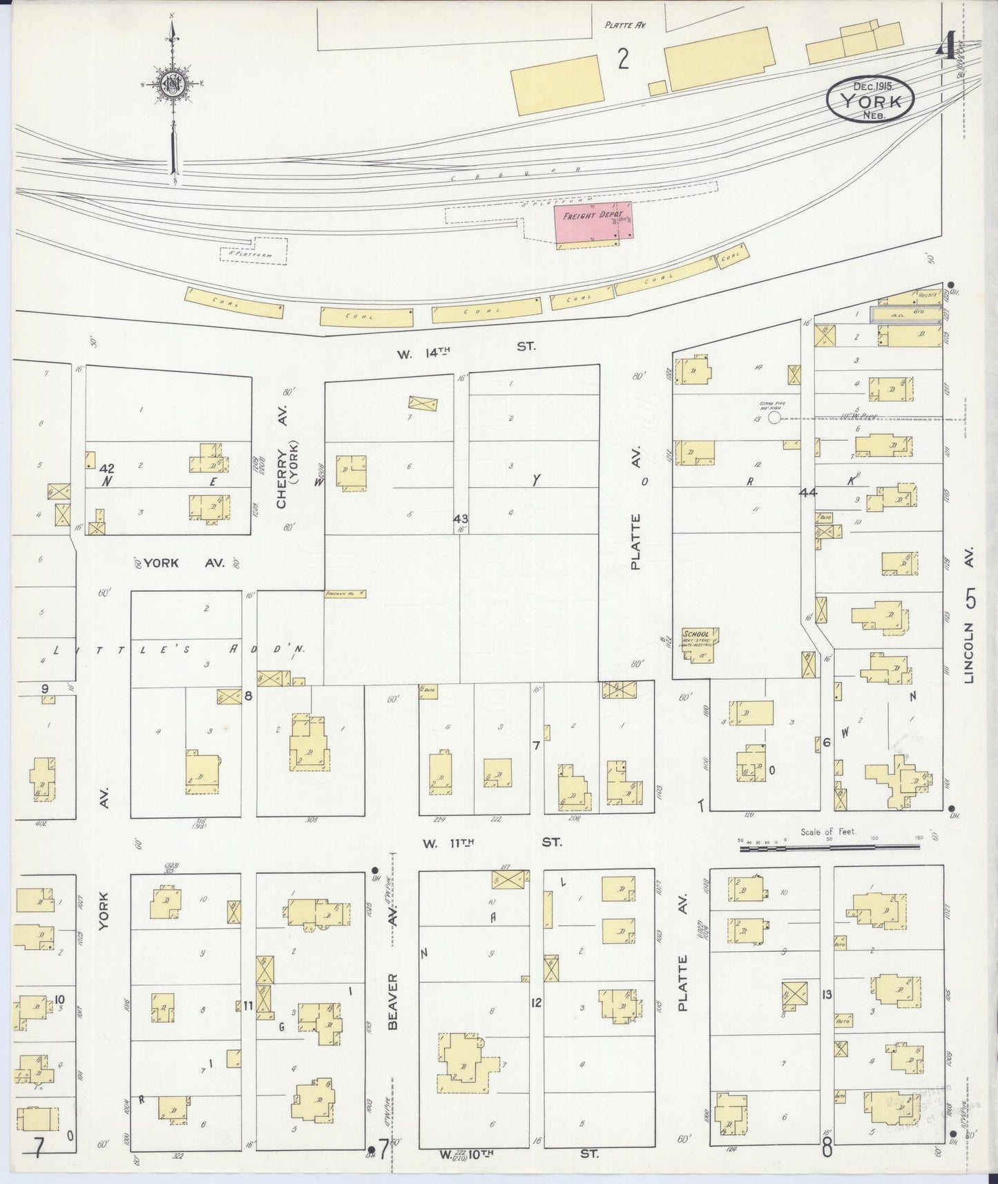 Sanborn Fire Insurance Map from York, York County, Nebraska (1915), Sheet #0004 - Complete Map Set gallery image, historic Sanborn map, vintage wall art, Nebraska Nebraska