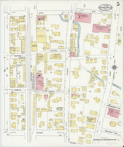 Sanborn Fire Insurance Map from Hoosick Falls, Rensselaer County, New York (1910), Sheet #0005 - Complete Map Set gallery image, historic Sanborn map, vintage wall art, New York New York