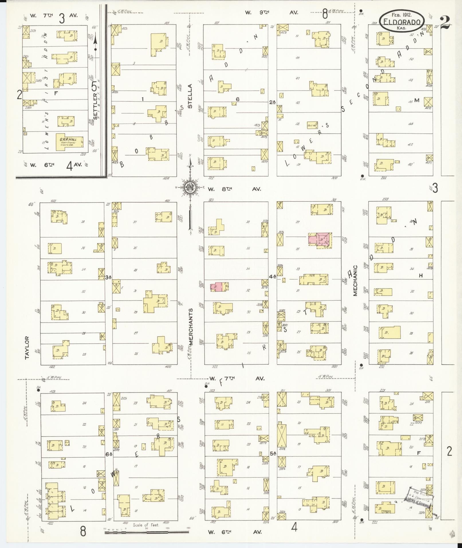 Sanborn Fire Insurance Map from El Dorado, Butler County, Kansas (1912), Sheet #0002 - Complete Map Set gallery image, historic Sanborn map, vintage wall art, Kansas Kansas