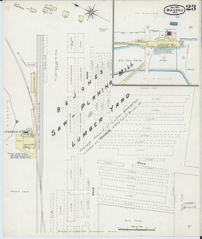 Sanborn Fire Insurance Map from Wausau, Marathon County, Wisconsin (1891), Sheet #0023 - Complete Map Set gallery image, historic Sanborn map, vintage wall art, Wisconsin Wisconsin