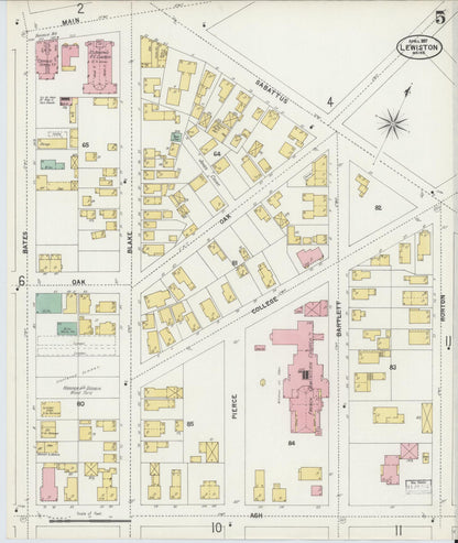 Sanborn Fire Insurance Map from Lewiston, Androscoggin County, Maine (1897), Sheet #0005 - Complete Map Set gallery image, historic Sanborn map, vintage wall art, Maine Maine