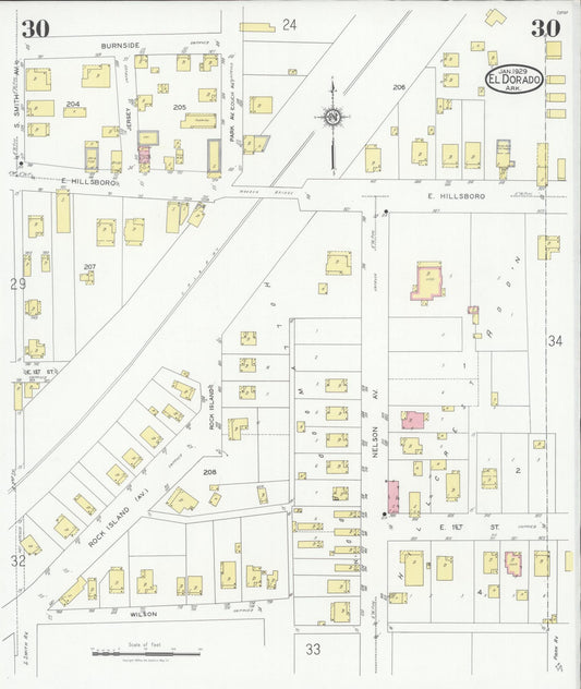 Sanborn Fire Insurance Map from El Dorado, Union County, Arkansas (1929), Sheet #0030 - Historic Sanborn Fire Insurance Map Print, vintage old map wall art, antique decor, genealogy gift, Arkansas Arkansas map
