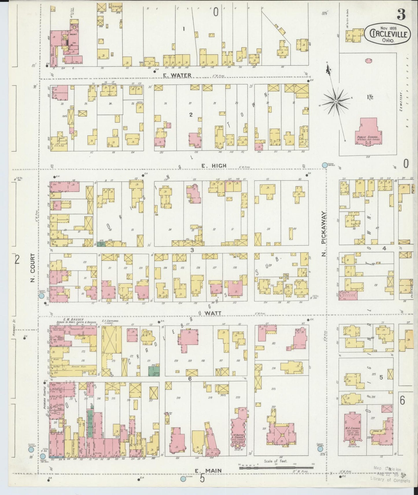 Sanborn Fire Insurance Map from Circleville, Pickaway County, Ohio (1899), Sheet #0003 - Complete Map Set gallery image, historic Sanborn map, vintage wall art, Ohio Ohio