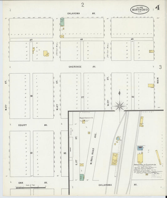 Sanborn Fire Insurance Map from North Enid, Garfield County, Oklahoma (1898), Sheet #0004 - Historic Sanborn Fire Insurance Map Print, vintage old map wall art, antique decor, genealogy gift, Oklahoma Oklahoma map