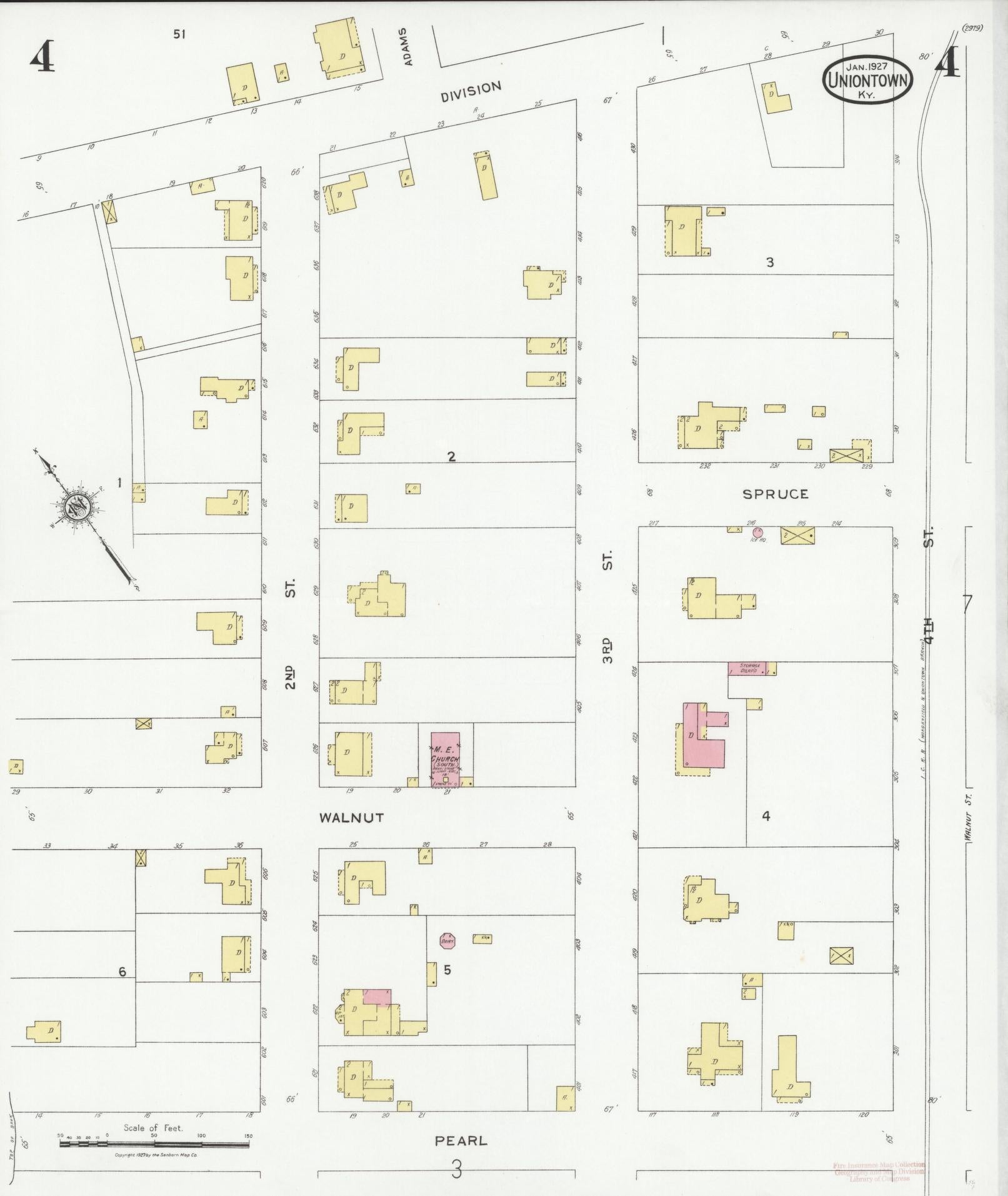 Sanborn Fire Insurance Map from Uniontown, Union County, Kentucky (1927), Sheet #0004 - Historic Sanborn Fire Insurance Map Print, vintage old map wall art, antique decor, genealogy gift, Kentucky Kentucky map