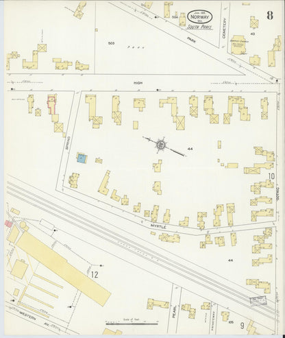 Sanborn Fire Insurance Map from Norway, Oxford County, Maine (1913), Sheet #0008 - Complete Map Set gallery image, historic Sanborn map, vintage wall art, Maine Maine