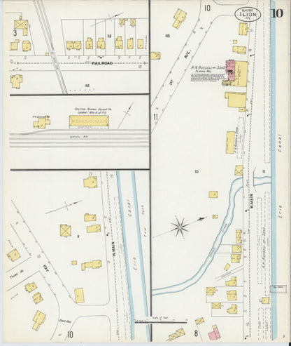 Sanborn Fire Insurance Map from Ilion, Herkimer County, New York (1902), Sheet #0010 - Historic Sanborn Fire Insurance Map Print, vintage old map wall art, antique decor, genealogy gift, New York New York map