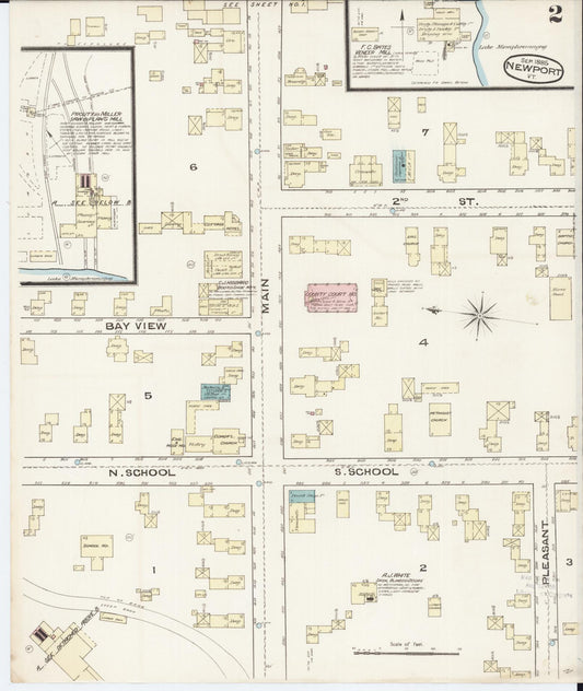 Sanborn Fire Insurance Map from Newport, Orleans County, Vermont (1885), Sheet #0002 - Historic Sanborn Fire Insurance Map Print, vintage old map wall art, antique decor, genealogy gift, Vermont Vermont map