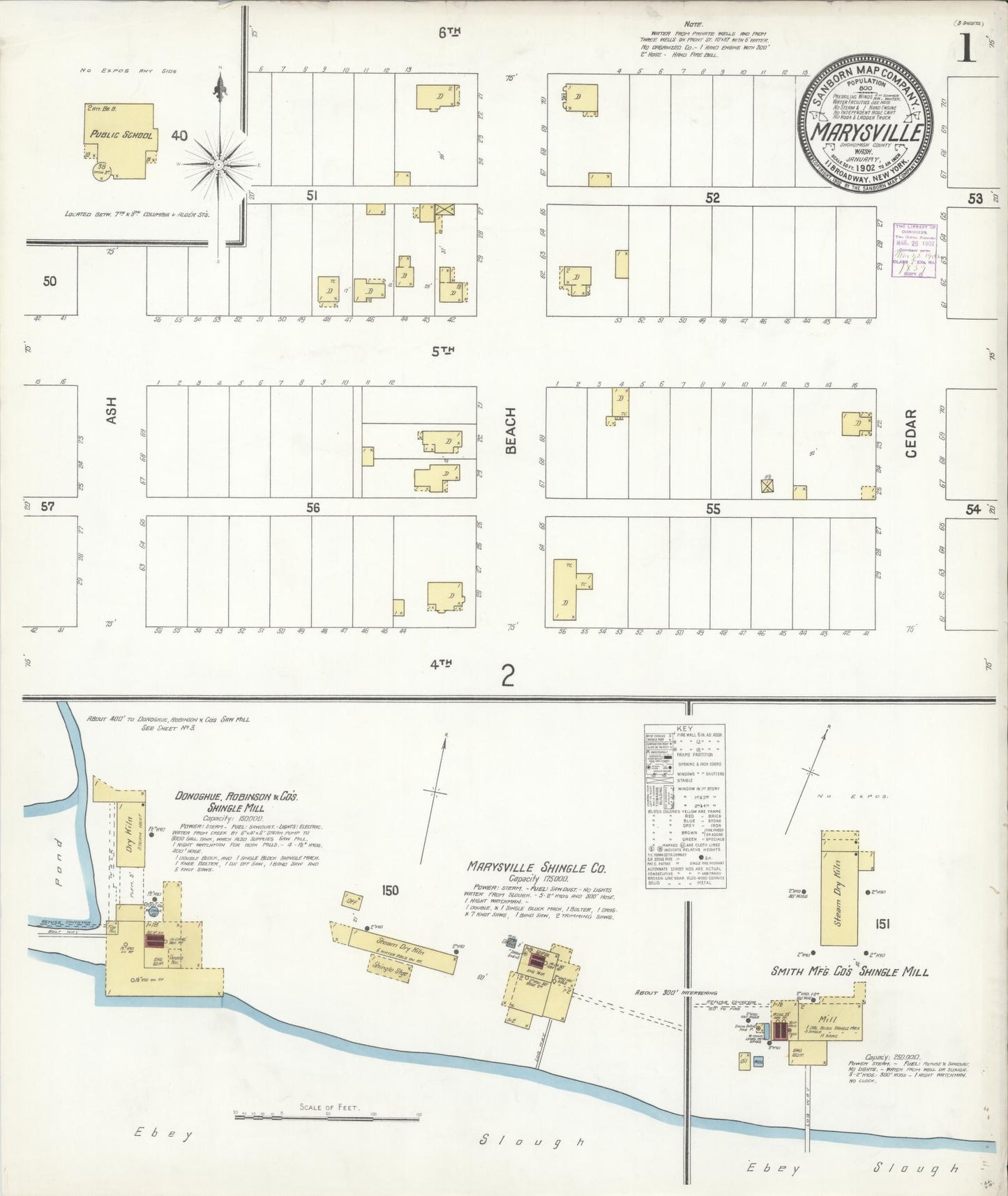 Sanborn Fire Insurance Map from Marysville, Snohomish County, Washington (1902), Sheet #0001 - Complete Map Set gallery image, historic Sanborn map, vintage wall art, Washington Washington