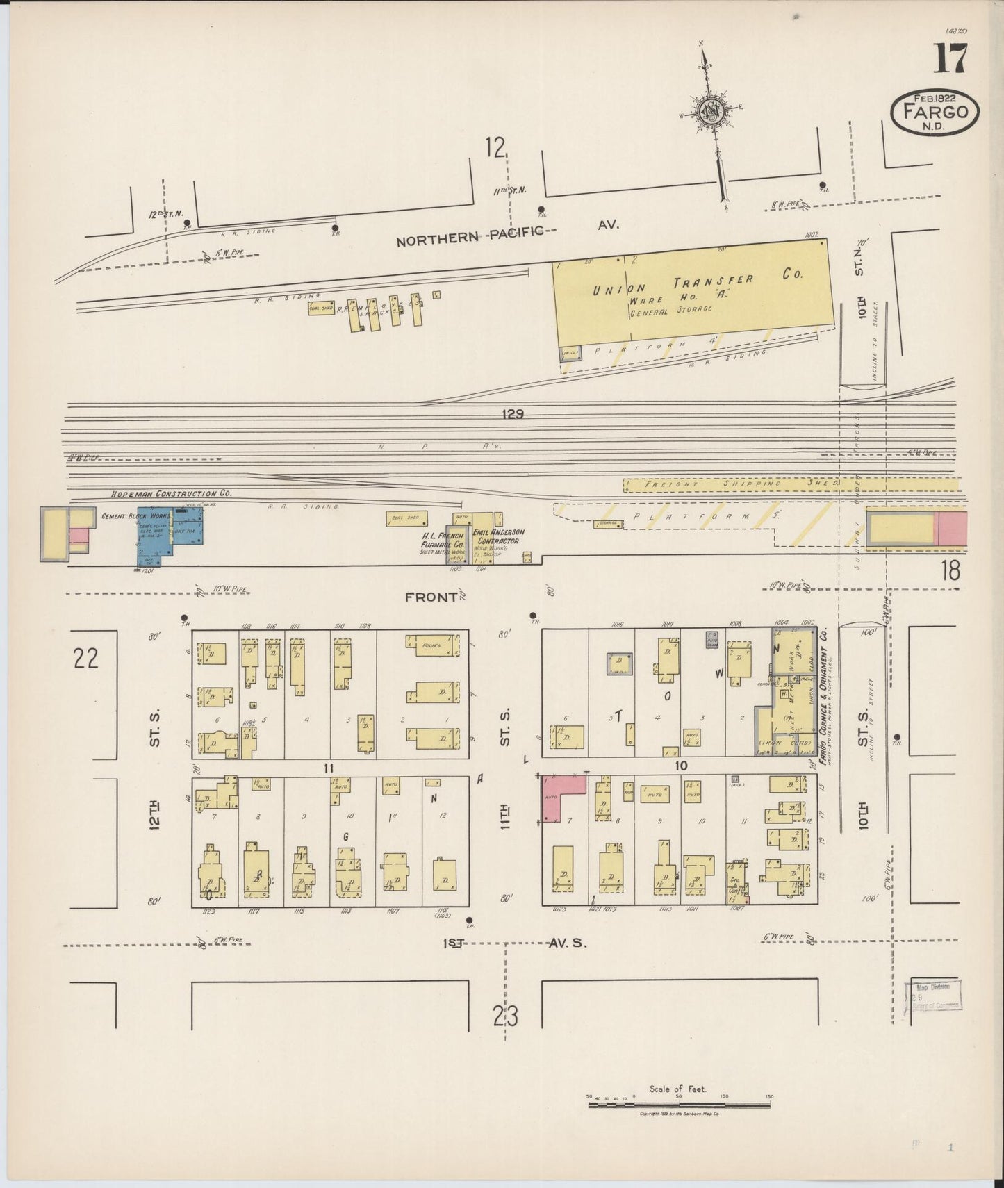 Sanborn Fire Insurance Map from Fargo, Cass County, North Dakota (1922), Sheet #0017 - Complete Map Set gallery image, historic Sanborn map, vintage wall art, North Dakota North Dakota