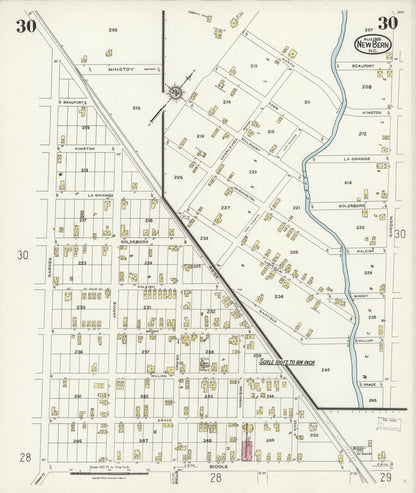 Sanborn Fire Insurance Map from New Bern, Craven County, North Carolina (1924), Sheet #0030 - Complete Map Set gallery image, historic Sanborn map, vintage wall art, North Carolina North Carolina