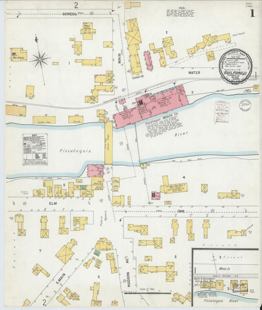 Sanborn Fire Insurance Map from Guilford, Piscataquis County, Maine (1900), Sheet #0001 - Historic Sanborn Fire Insurance Map Print, vintage old map wall art, antique decor, genealogy gift, Maine Maine map
