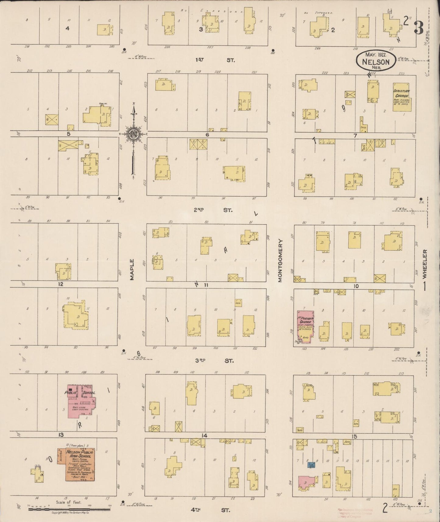 Sanborn Fire Insurance Map from Nelson, Nuckolls County, Nebraska (1922), Sheet #0003 - Historic Sanborn Fire Insurance Map Print, vintage old map wall art, antique decor, genealogy gift, Nebraska Nebraska map