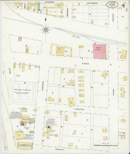 Sanborn Fire Insurance Map from Hugo, Choctaw County, Oklahoma (1908), Sheet #0004 - Complete Map Set gallery image, historic Sanborn map, vintage wall art, Oklahoma Oklahoma