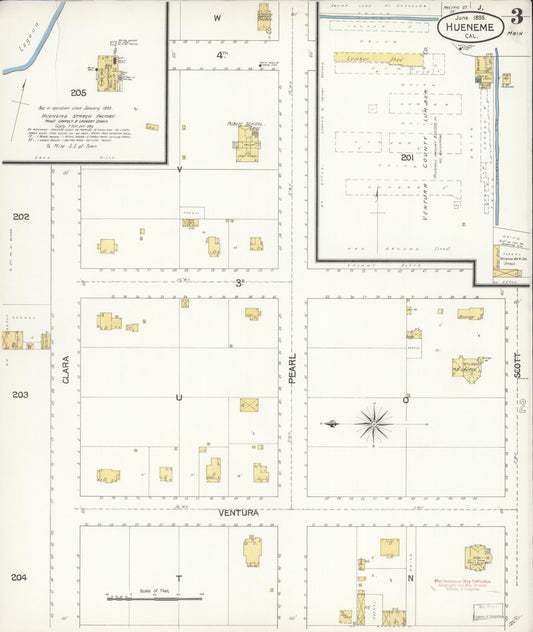 Sanborn Fire Insurance Map from Hueneme, Ventura County, California (1895), Sheet #0003 - Historic Sanborn Fire Insurance Map Print, vintage old map wall art, antique decor, genealogy gift, California California map
