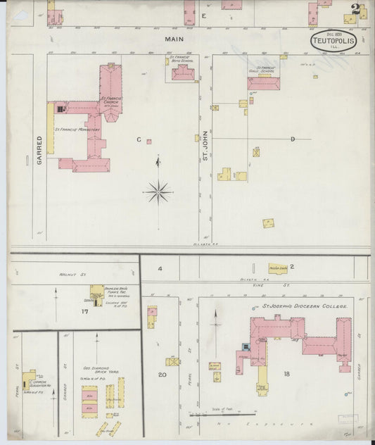 Sanborn Fire Insurance Map from Teutopolis, Effingham County, Illinois (1893), Sheet #0002 - Historic Sanborn Fire Insurance Map Print, vintage old map wall art, antique decor, genealogy gift, Illinois Illinois map