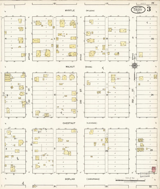 Sanborn Fire Insurance Map from Troy, Doniphan County, Kansas (1922), Sheet #0003 - Historic Sanborn Fire Insurance Map Print, vintage old map wall art, antique decor, genealogy gift, Kansas Kansas map