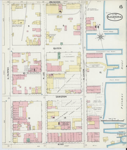 Sanborn Fire Insurance Map from Alexandria, Independent Cities, Virginia (1891), Sheet #0006 - Complete Map Set gallery image, historic Sanborn map, vintage wall art, Virginia Virginia