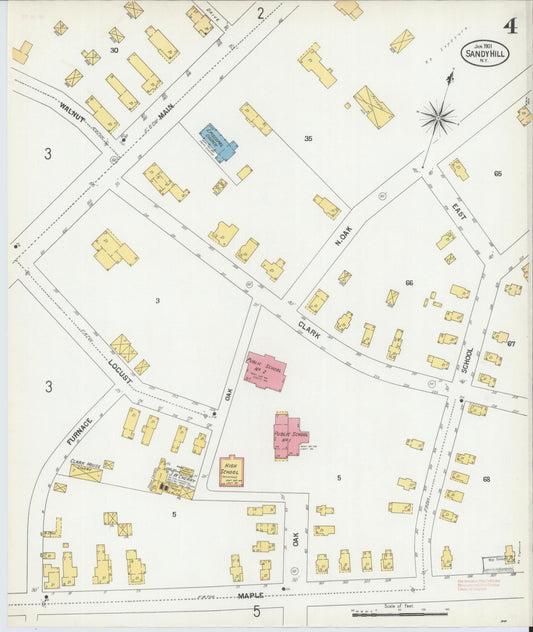 Sanborn Fire Insurance Map from Sandy Hill, Washington County, New York (1901), Sheet #0004 - Historic Sanborn Fire Insurance Map Print, vintage old map wall art, antique decor, genealogy gift, New York New York map