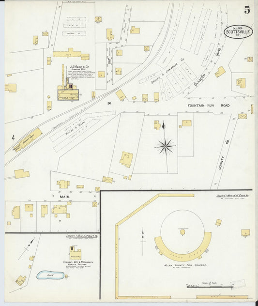 Sanborn Fire Insurance Map from Scottsville, Allen County, Kentucky (1908), Sheet #0005 - Historic Sanborn Fire Insurance Map Print, vintage old map wall art, antique decor, genealogy gift, Kentucky Kentucky map