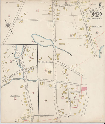 Sanborn Fire Insurance Map from Upton, Worcester County, Massachusetts (1945), Sheet #0006 - Historic Sanborn Fire Insurance Map Print, vintage old map wall art, antique decor, genealogy gift, Massachusetts Massachusetts map