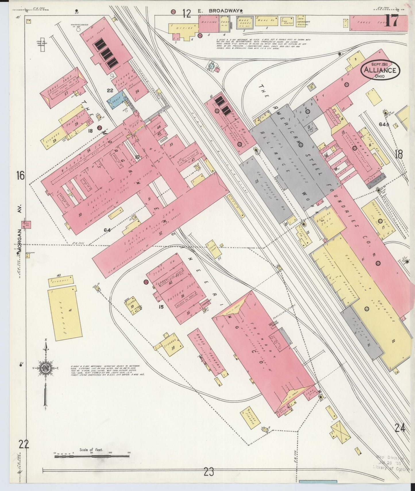 Sanborn Fire Insurance Map from Alliance, Stark County, Ohio (1911), Sheet #0017 - Historic Sanborn Fire Insurance Map Print, vintage old map wall art, antique decor, genealogy gift, Ohio Ohio map