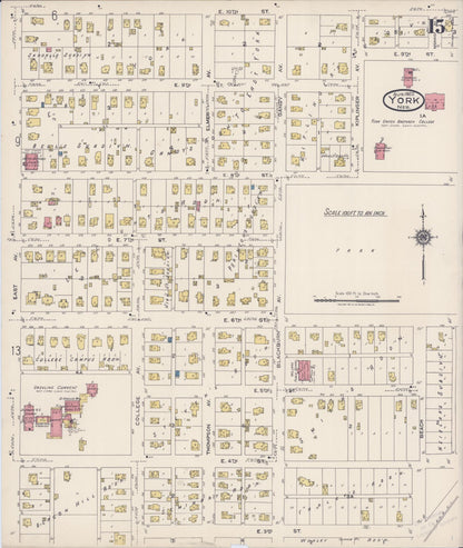 Sanborn Fire Insurance Map from York, York County, Nebraska (1922), Sheet #0015 - Complete Map Set gallery image, historic Sanborn map, vintage wall art, Nebraska Nebraska