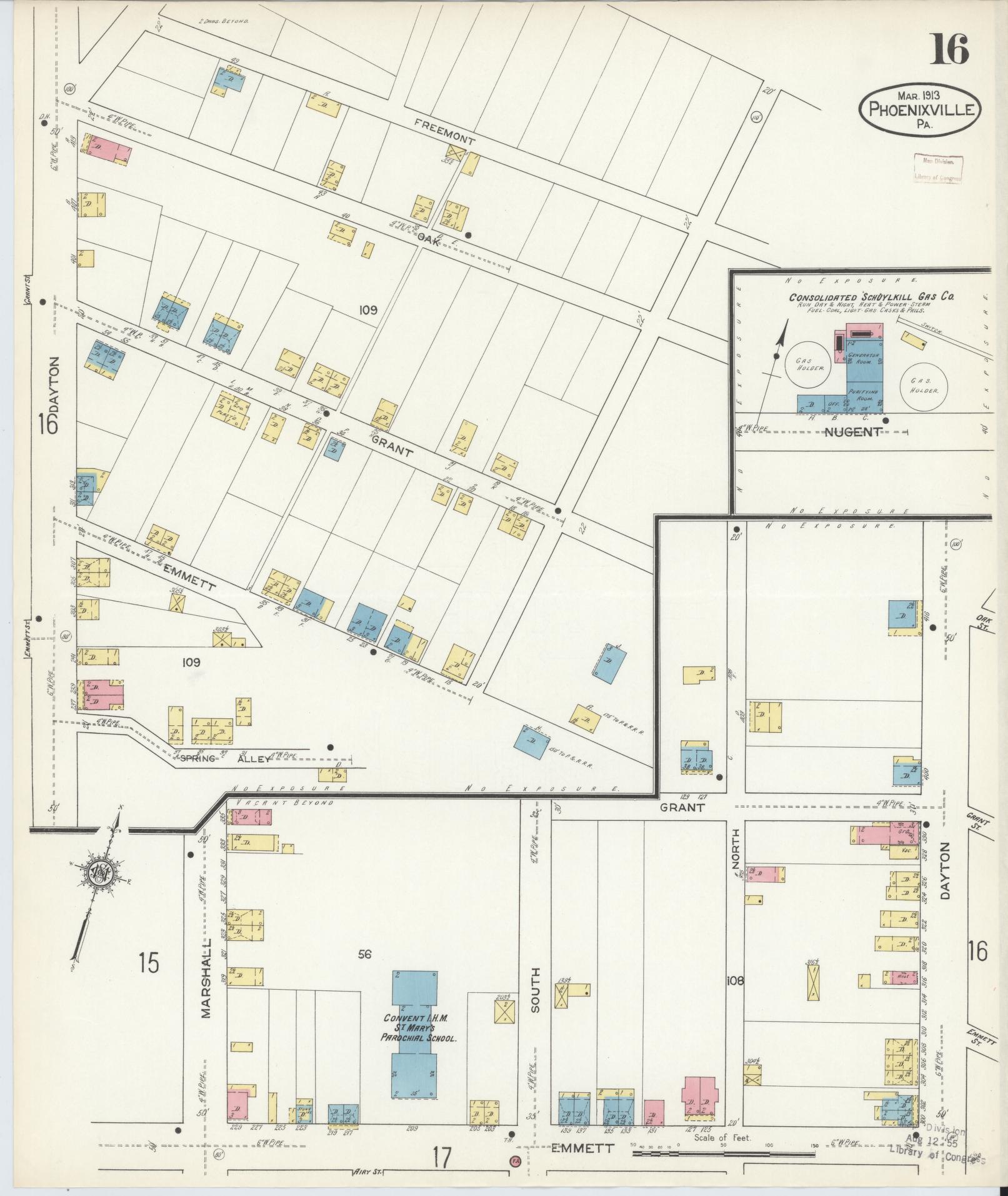 Sanborn Fire Insurance Map from Phoenixville, Chester County, Pennsylvania (1913), Sheet #0016 - Complete Map Set gallery image, historic Sanborn map, vintage wall art, Pennsylvania Pennsylvania