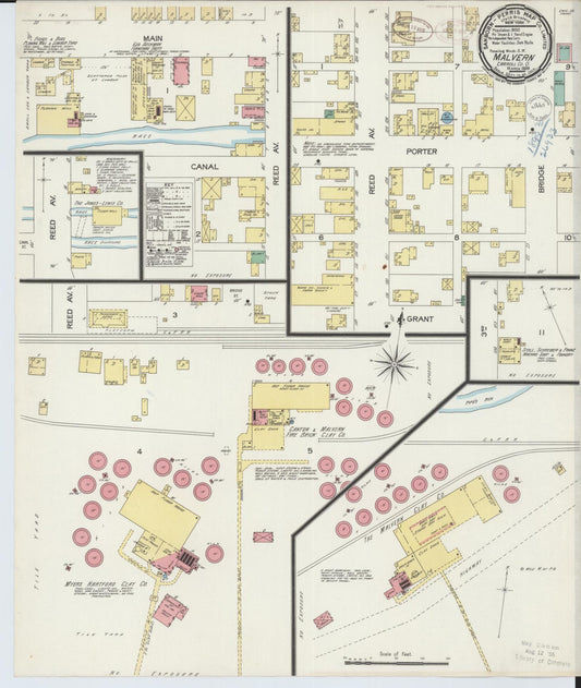 Sanborn Fire Insurance Map from Malvern, Carroll County, Ohio (1899), Sheet #0001 - Historic Sanborn Fire Insurance Map Print, vintage old map wall art, antique decor, genealogy gift, Ohio Ohio map