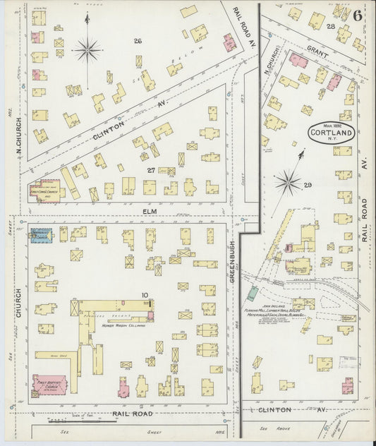 Sanborn Fire Insurance Map from Cortland, Cortland County, New York (1892), Sheet #0006 - Historic Sanborn Fire Insurance Map Print, vintage old map wall art, antique decor, genealogy gift, New York New York map