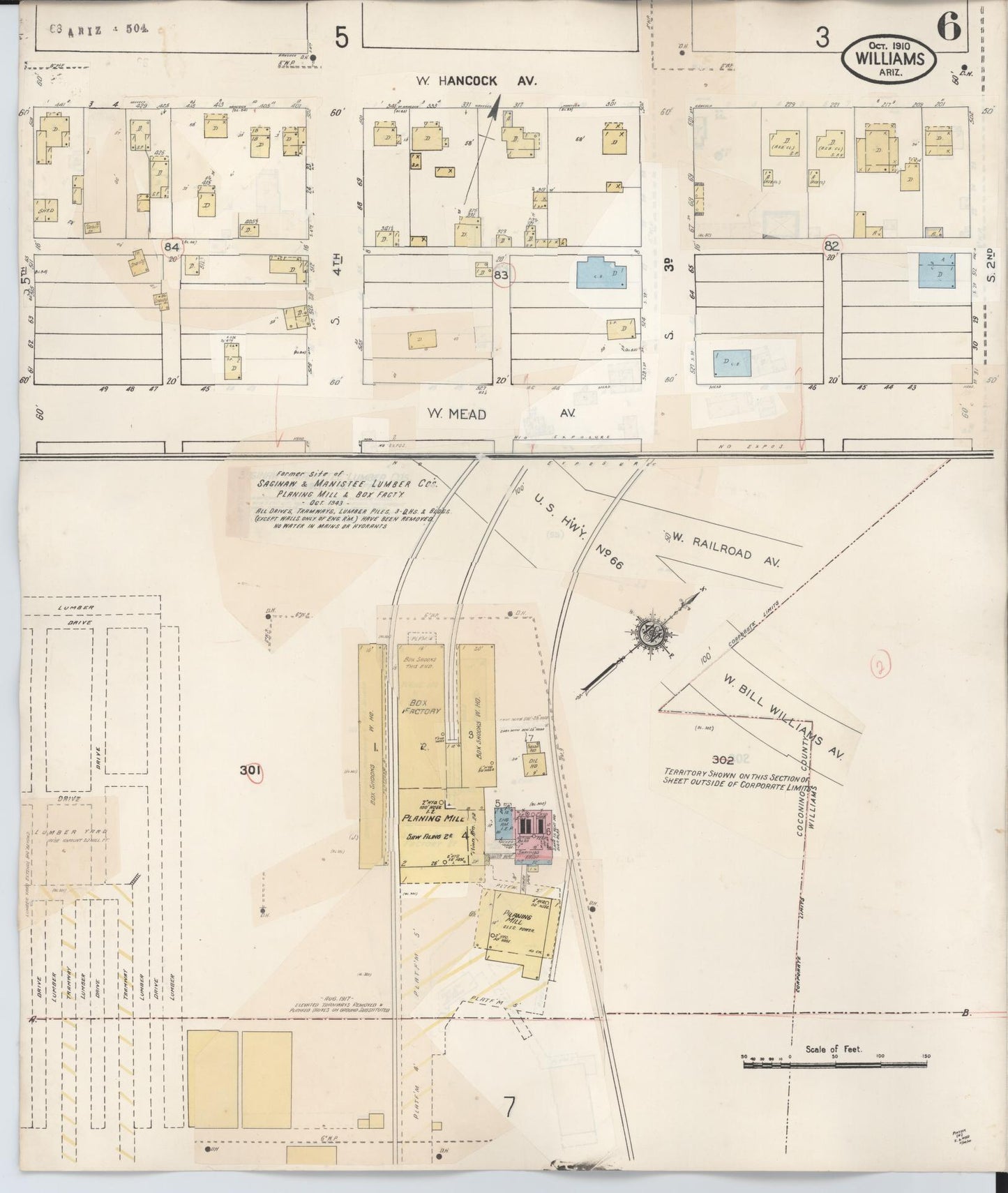 Sanborn Fire Insurance Map from Williams, Coconino County, Arizona (1948), Sheet #0006 - Complete Map Set gallery image, historic Sanborn map, vintage wall art, Arizona Arizona