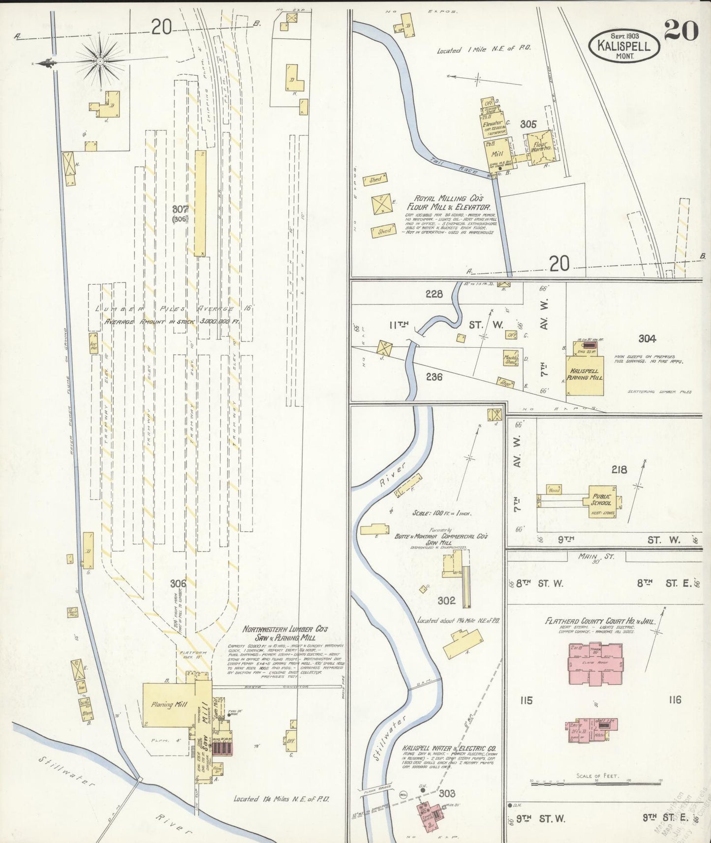 Sanborn Fire Insurance Map from Kalispell, Flathead County, Montana (1903), Sheet #0020 - Historic Sanborn Fire Insurance Map Print, vintage old map wall art, antique decor, genealogy gift, Montana Montana map