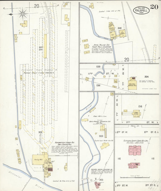 Sanborn Fire Insurance Map from Kalispell, Flathead County, Montana (1903), Sheet #0020 - Historic Sanborn Fire Insurance Map Print, vintage old map wall art, antique decor, genealogy gift, Montana Montana map