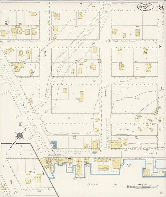 Sanborn Fire Insurance Map from Newport, Lincoln County, Oregon (1919), Sheet #0009 - Historic Sanborn Fire Insurance Map Print, vintage old map wall art, antique decor, genealogy gift, Oregon Oregon map
